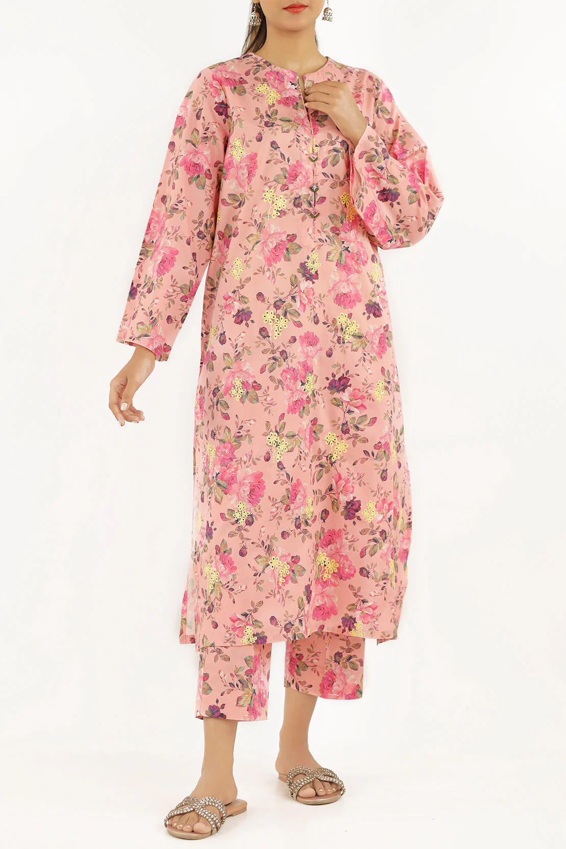 Printed Embroidered Cambric Stitched 2 Piece (Shirt/Trouser)