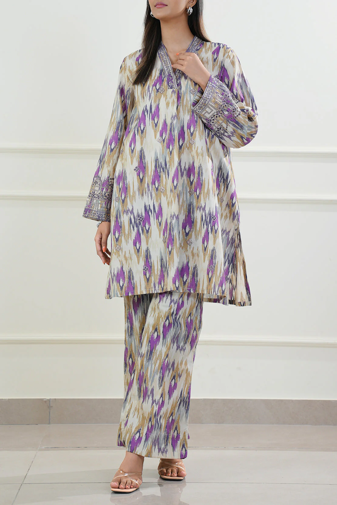 Printed Embroidered Cambric Stitched 2 Piece (Shirt/Trouser) - Image 2