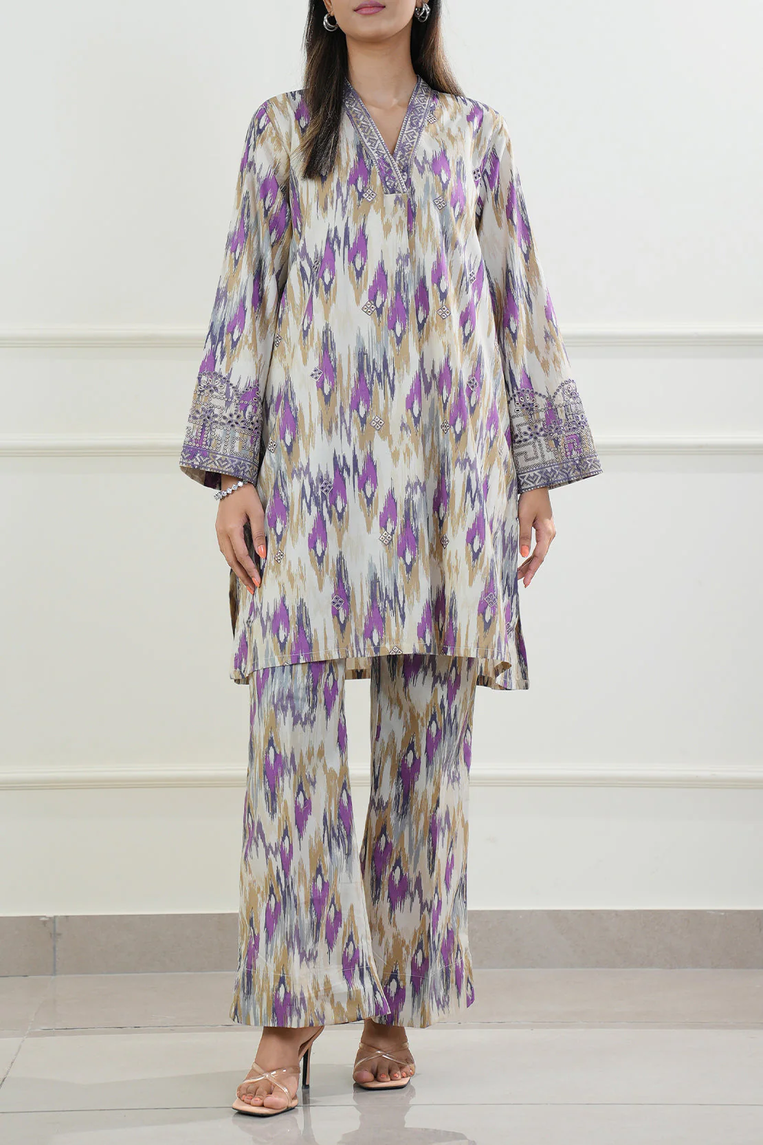 Printed Embroidered Cambric Stitched 2 Piece (Shirt/Trouser) - Image 3