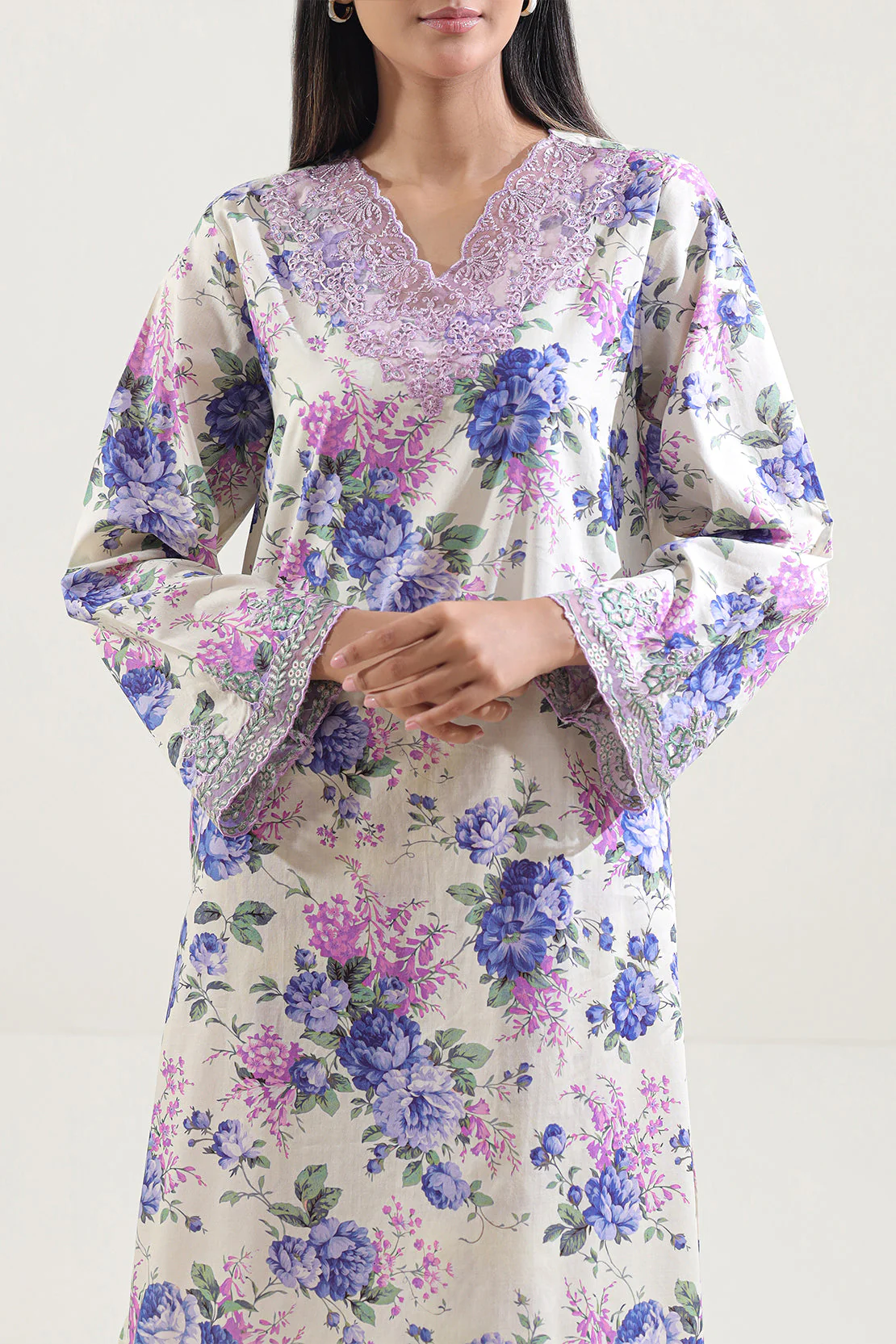 Printed Embroidered Cambric Stitched 2 Piece (Shirt/Trouser) - Image 3
