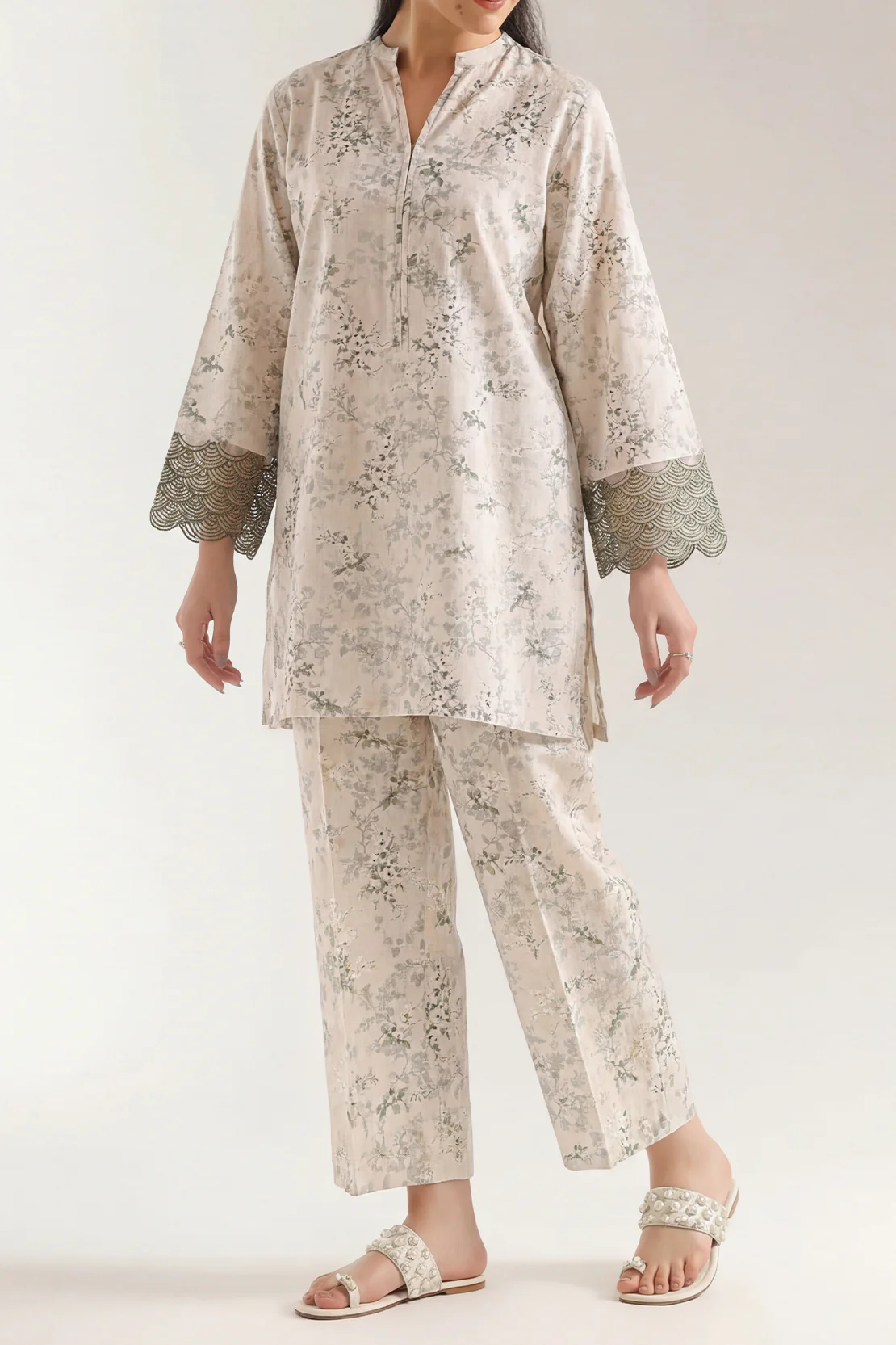 Printed Embroidered Cambric Stitched 2 Piece (Shirt/Trouser)