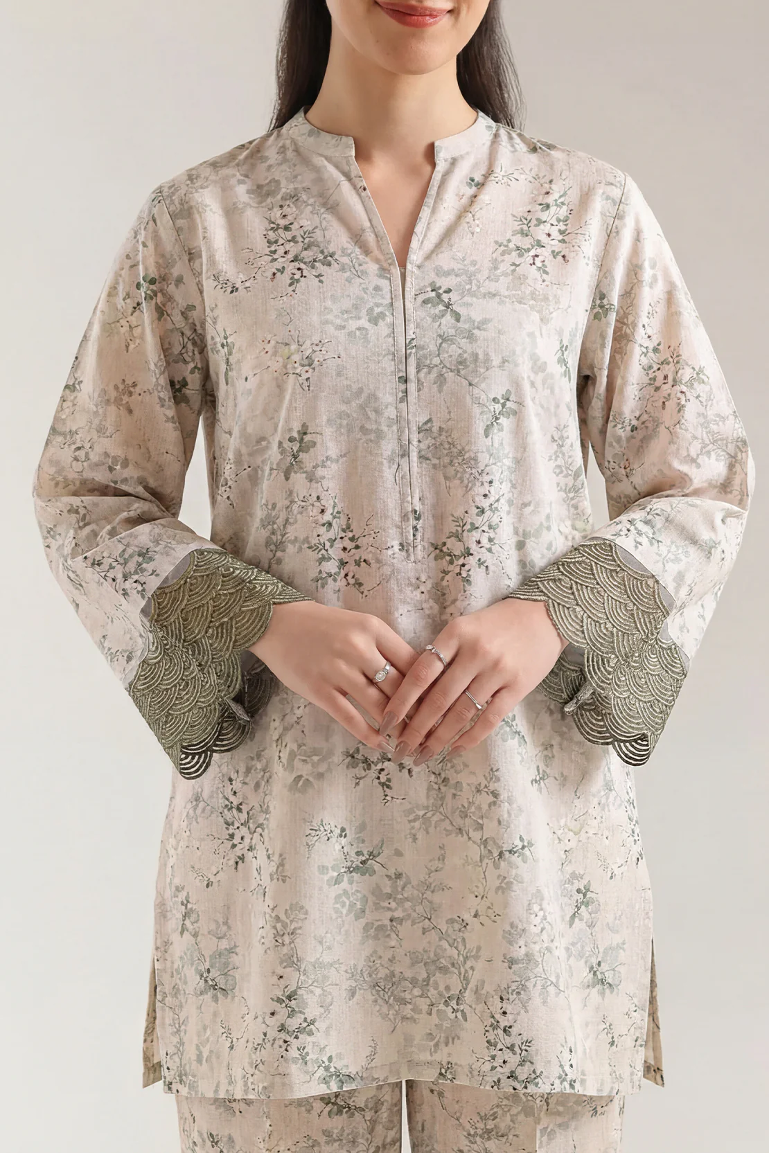 Printed Embroidered Cambric Stitched 2 Piece (Shirt/Trouser) - Image 2