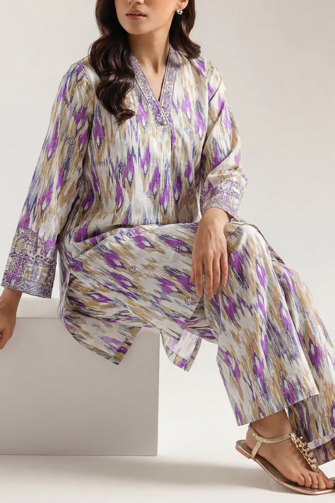 Printed Embroidered Cambric Stitched Shirt