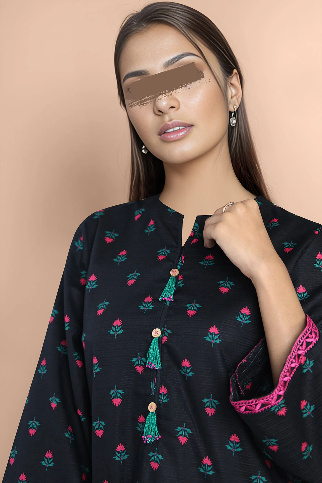 Printed Embroidered Cotton Dobby Stitched 2 Piece (Shirt/Trouser) - Image 3