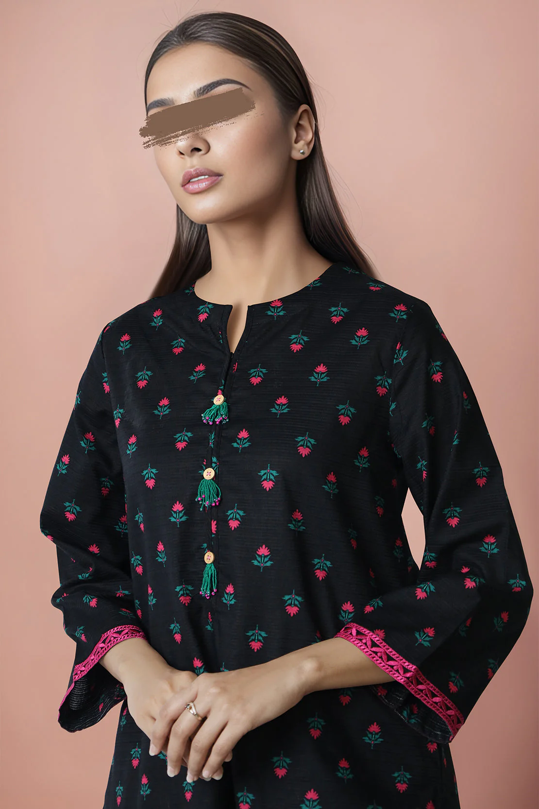 Printed Embroidered Cotton Dobby Stitched 2 Piece (Shirt/Trouser) - Image 3