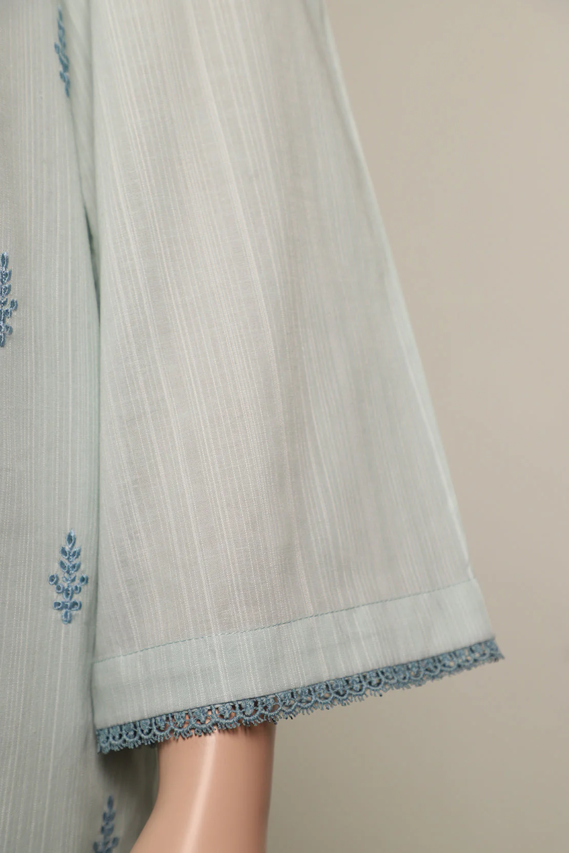 Printed Embroidered Cotton Dobby Stitched 3 Piece - Image 4