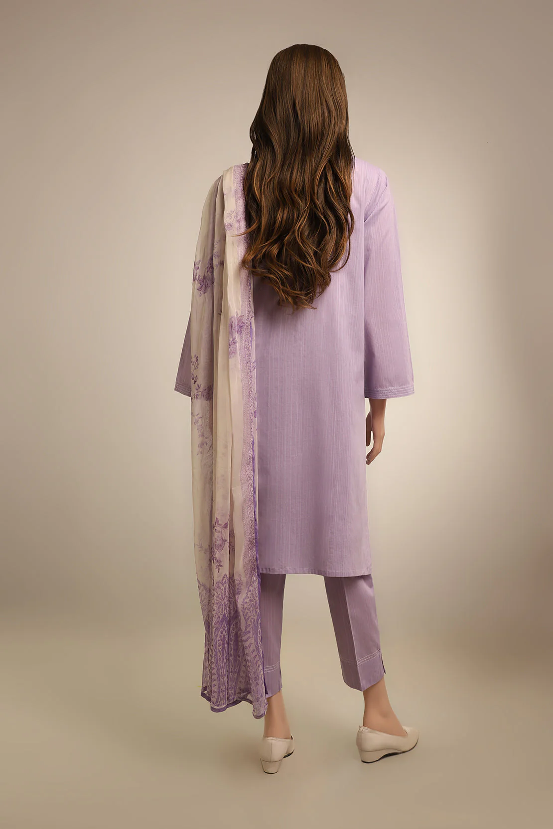 Printed Embroidered Cotton Dobby Stitched 3 Piece - Image 2