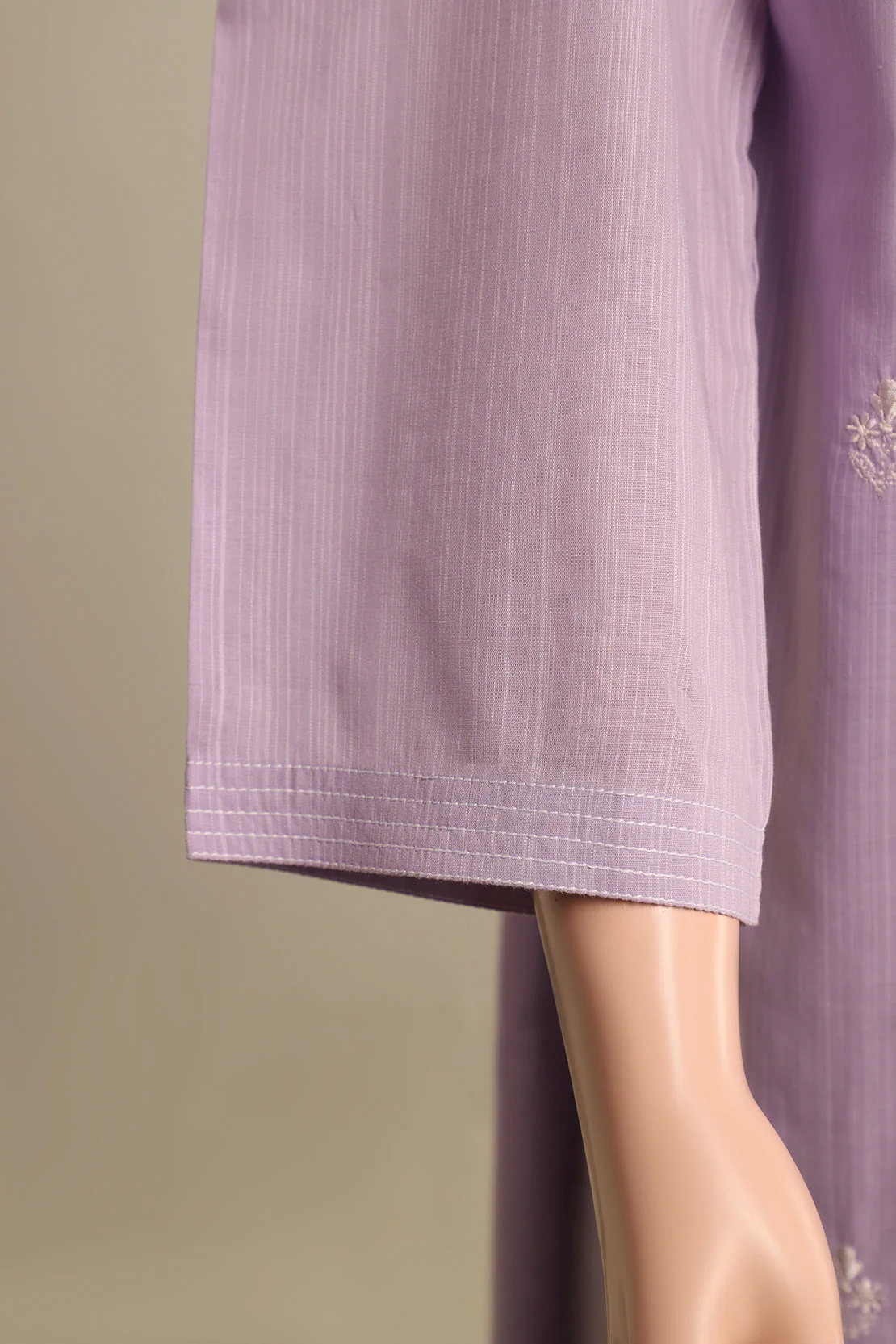 Printed Embroidered Cotton Dobby Stitched 3 Piece - Image 4