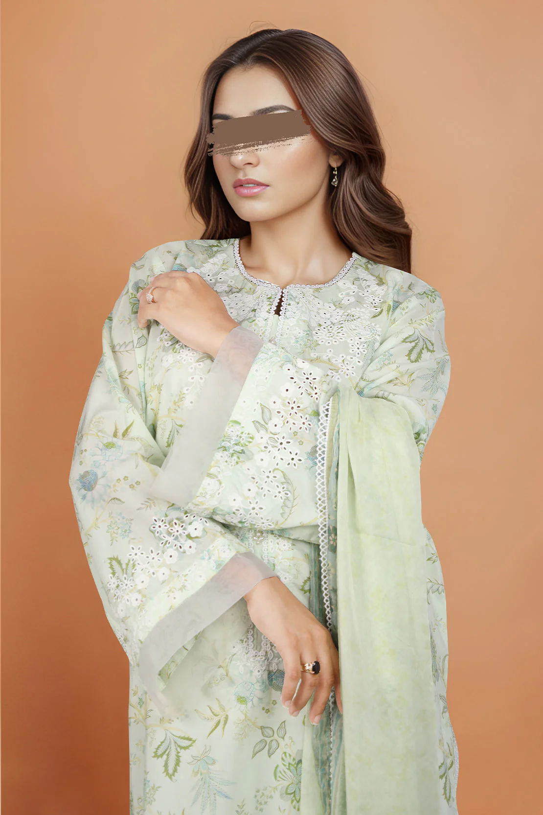 Printed Embroidered Cotton Filament Stitched 2 Piece (Shirt/Dupatta) - Image 2