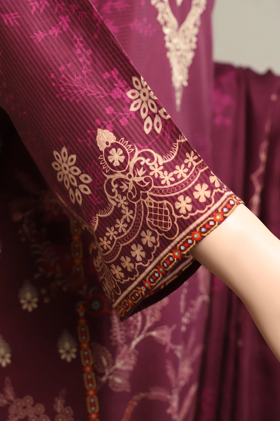 Printed Embroidered Cotton Filament Stitched 2 Piece (Shirt/Dupatta) - Image 4