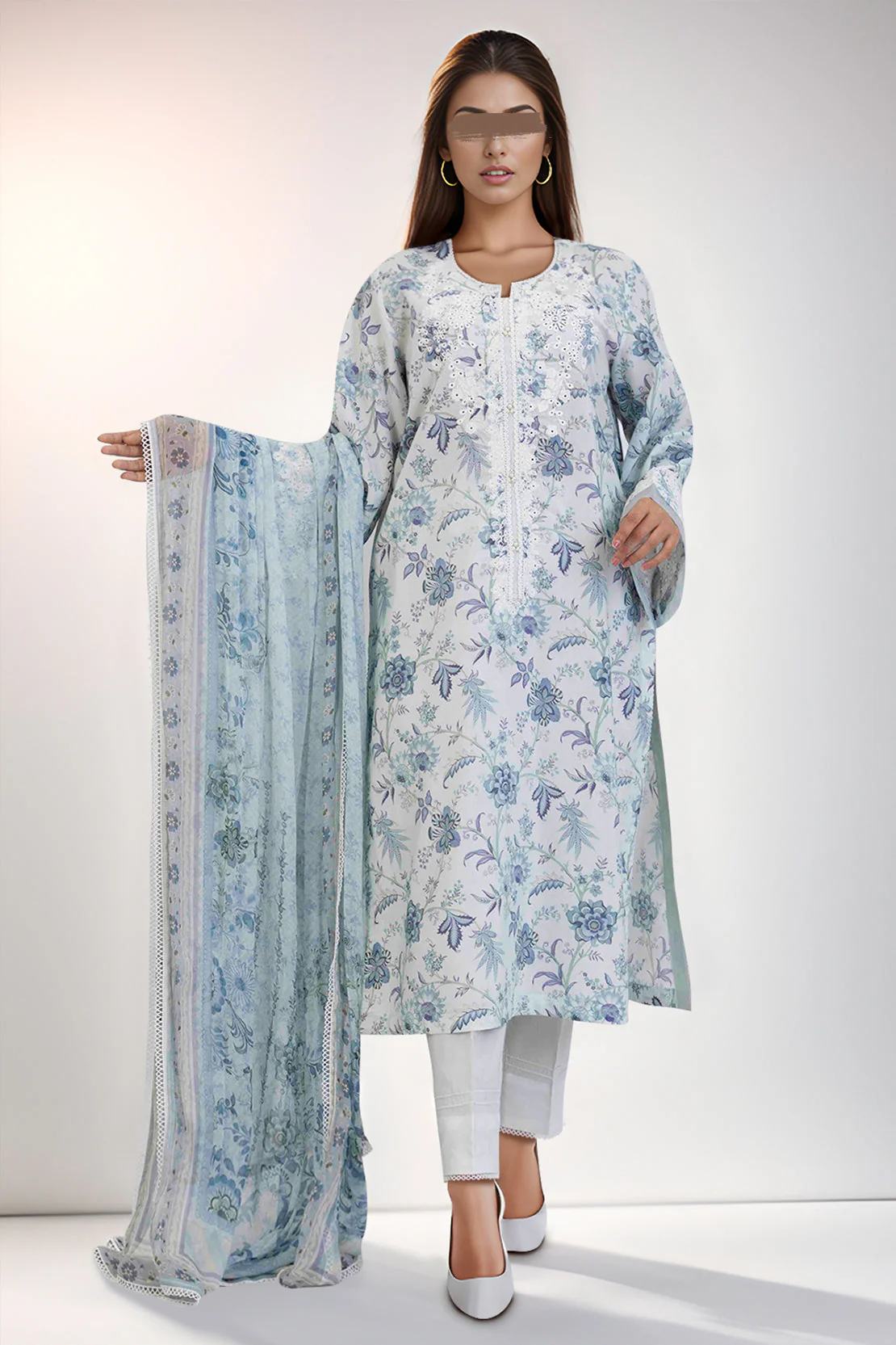 Printed Embroidered Cotton Filament Stitched 3 Piece