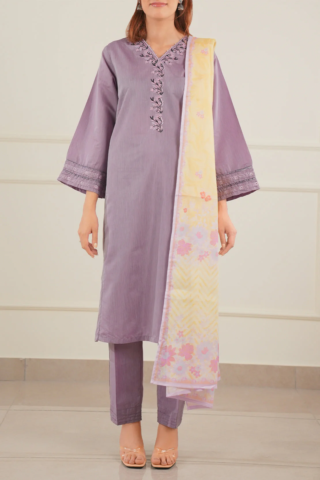 Printed Embroidered Cotton Filament Stitched 3 Piece