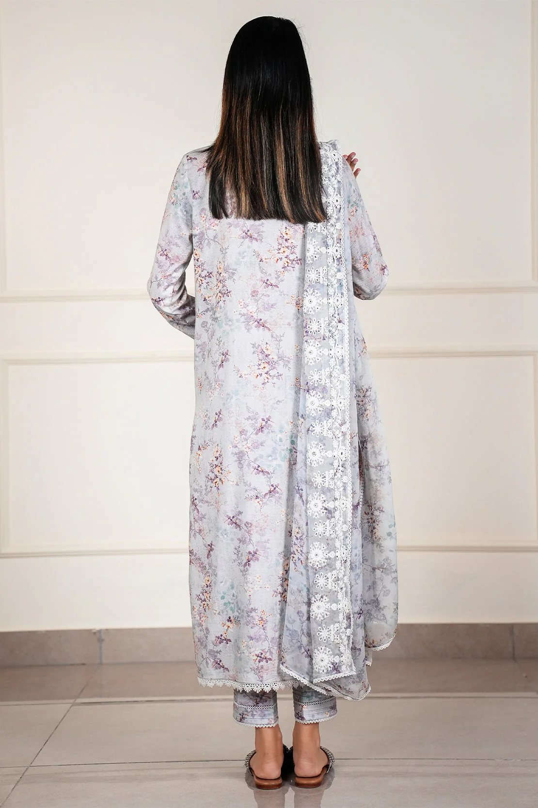 Printed+Embroidered Cotton Jacquard Stitched 2 Piece (Shirt/Trouser) - Image 4