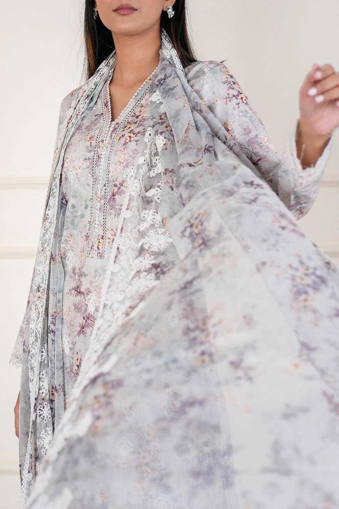 Printed+Embroidered Cotton Jacquard Stitched 2 Piece (Shirt/Trouser) - Image 6