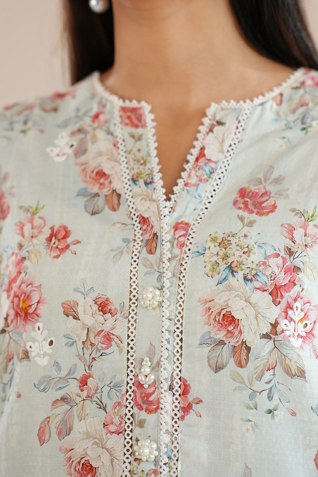 Printed Embroidered Cotton Jacquard Stitched 3 Piece - Image 5