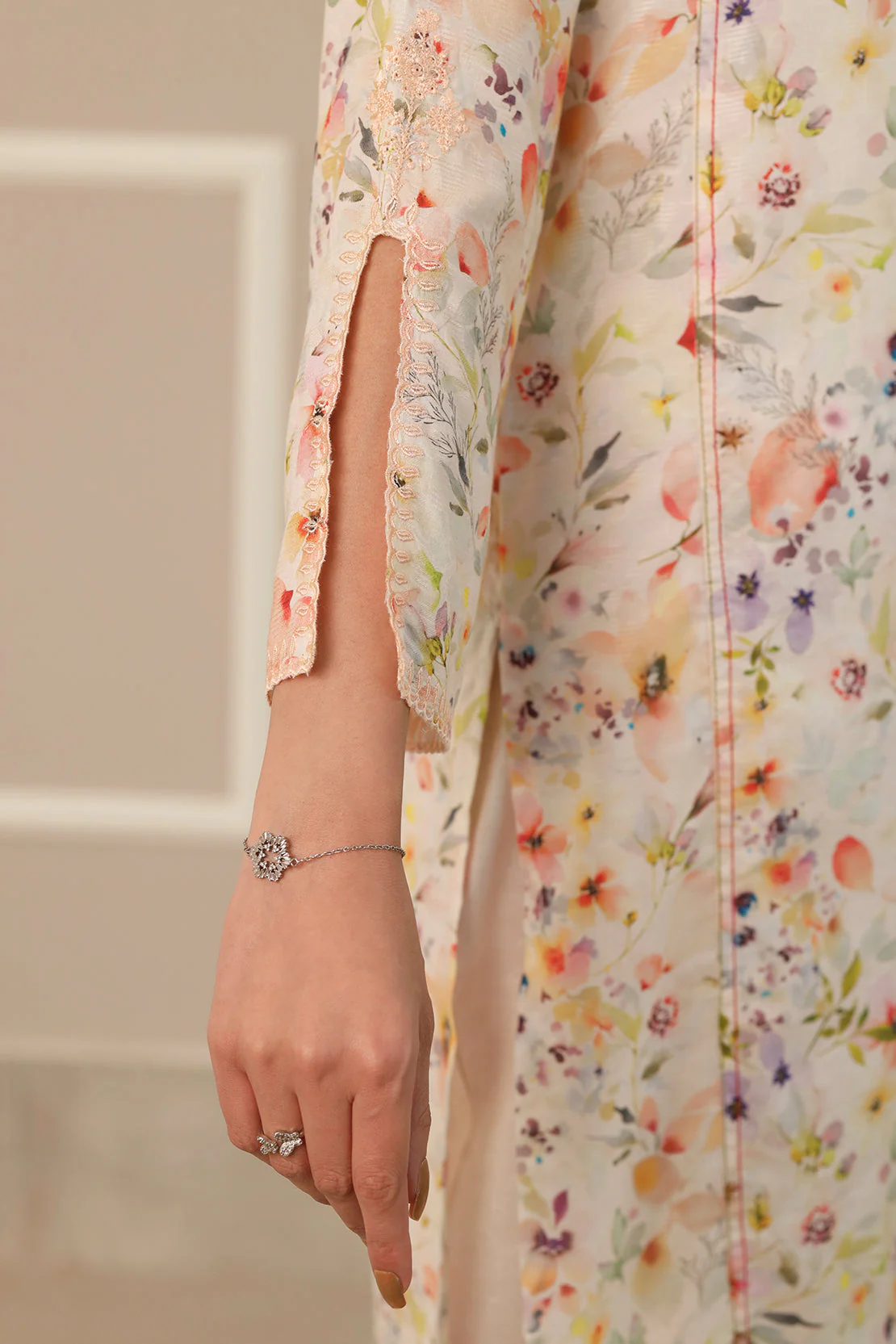 Printed Embroidered Cotton Jacquard Stitched 3 Piece - Image 7