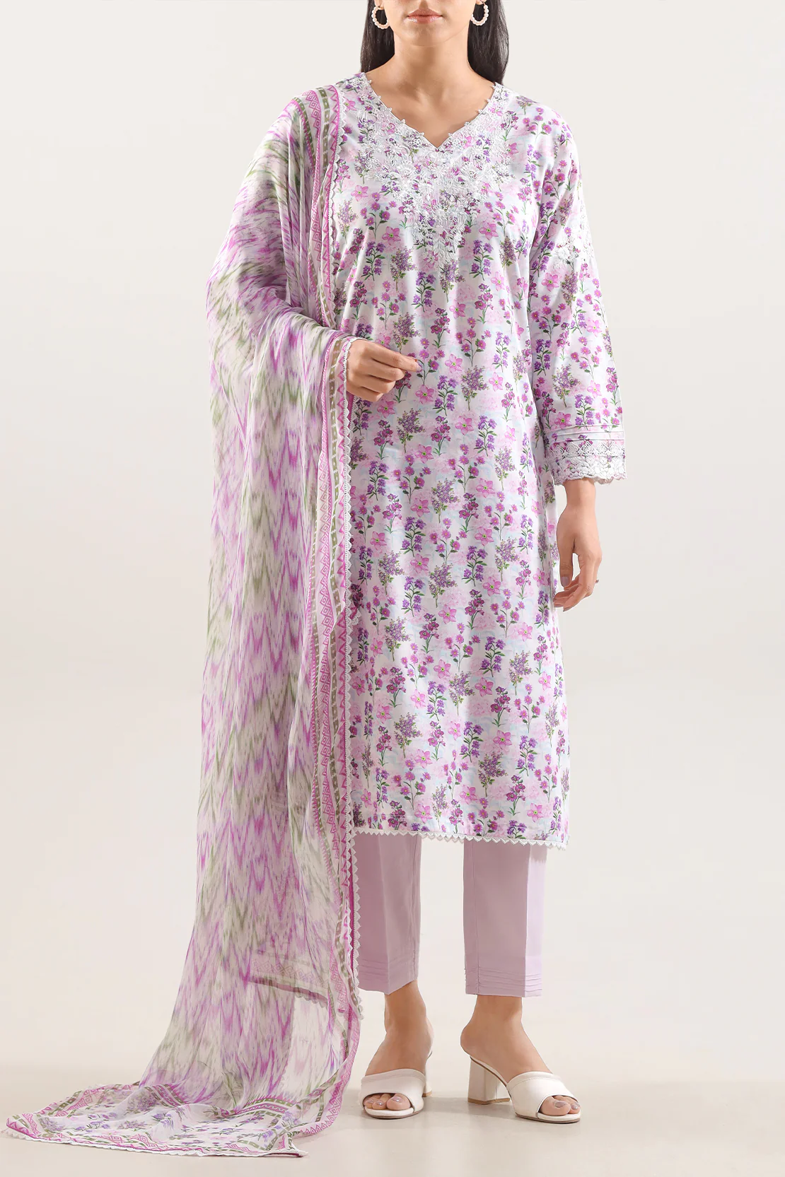 Printed Embroidered Cotton Jacquard Stitched Shirt