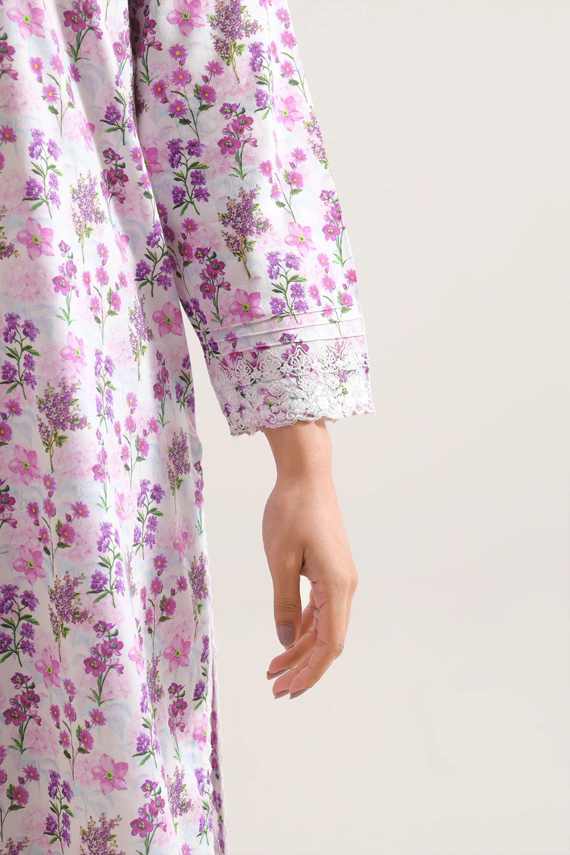 Printed Embroidered Cotton Jacquard Stitched Shirt - Image 5