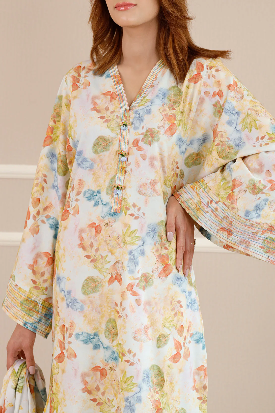 Printed Embroidered Cotton Viscose Stitched 2 Piece (Shirt/Dupatta) - Image 4