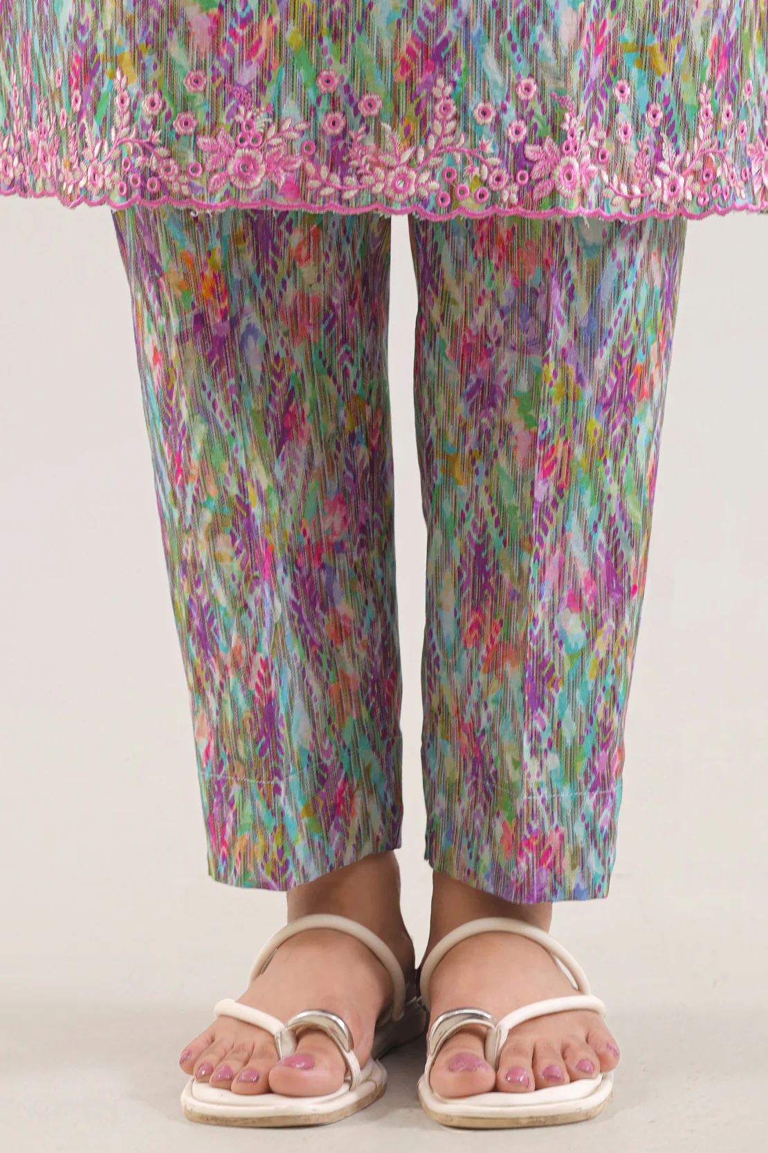 Printed Embroidered Jacquard Cotton Stitched Shirt - Image 5