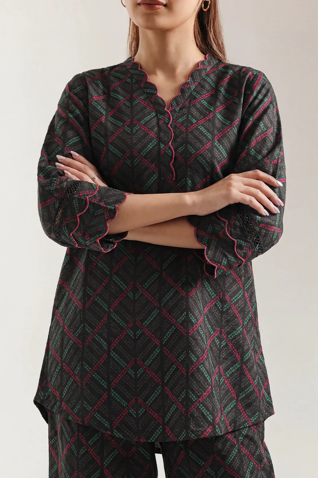 Printed Embroidered Khaddar Stitched 2 Piece (Shirt/Trouser) - Image 2