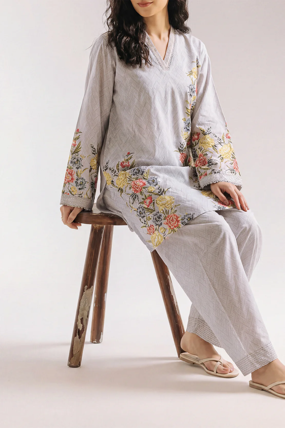 Printed Embroidered Khaddar Stitched 2 Piece (Shirt/Trouser)