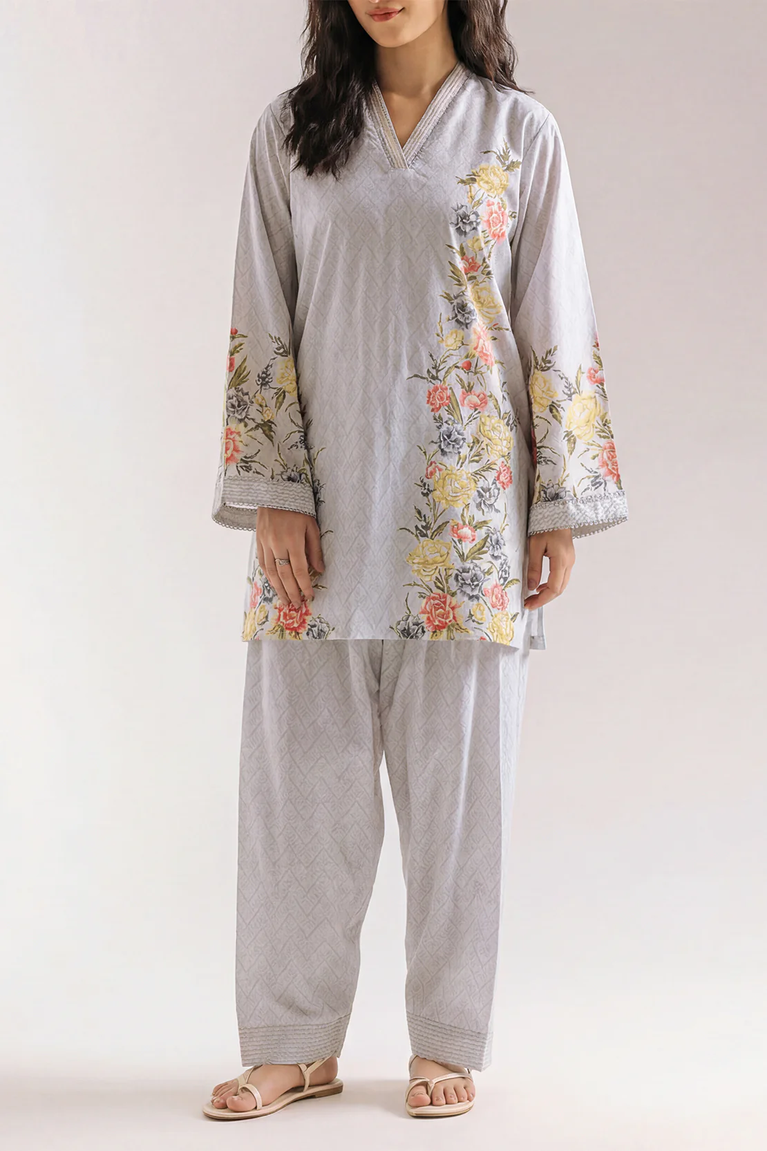 Printed Embroidered Khaddar Stitched 2 Piece (Shirt/Trouser) - Image 2