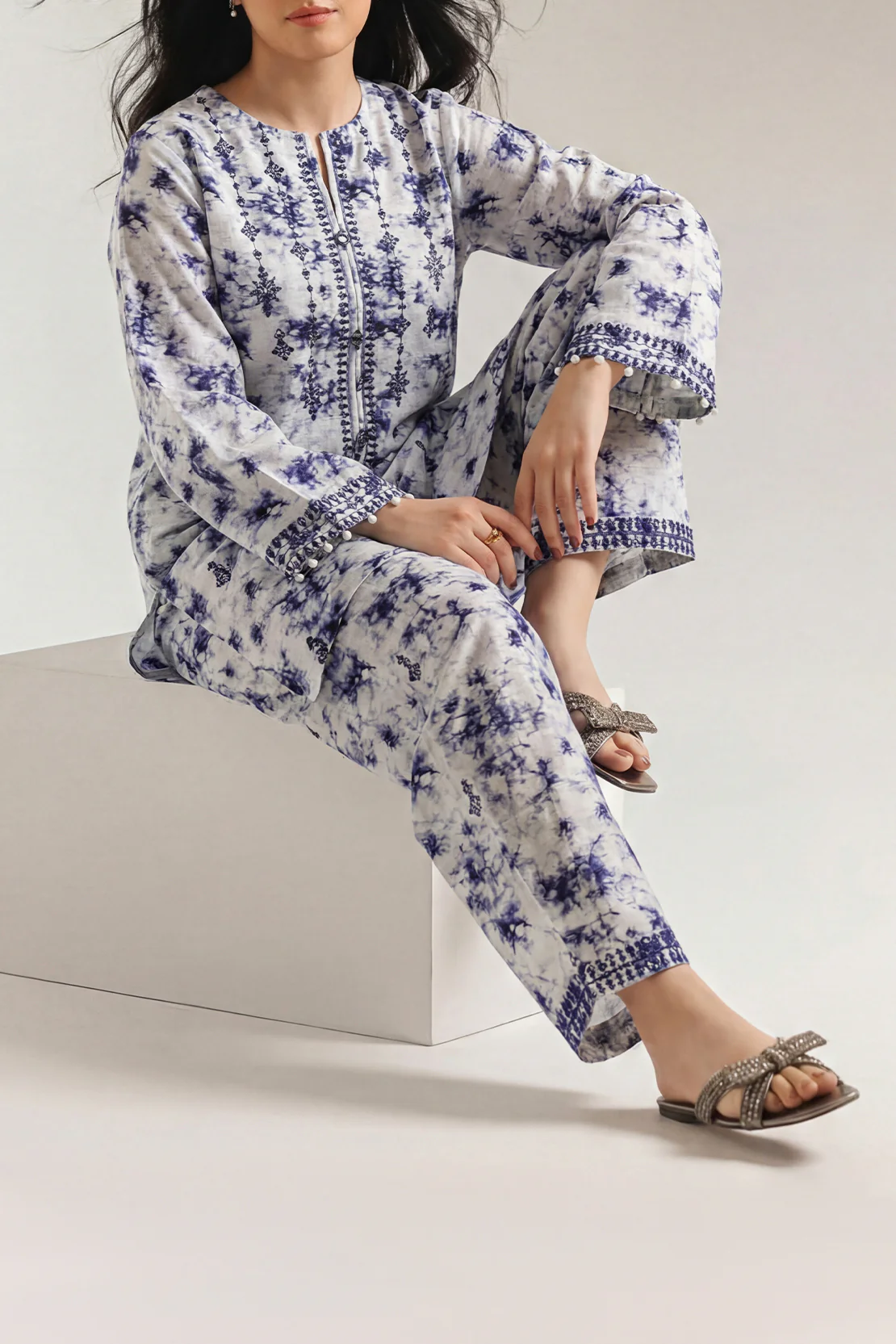 Printed Embroidered Khaddar Stitched 2 Piece (Shirt/Trouser)