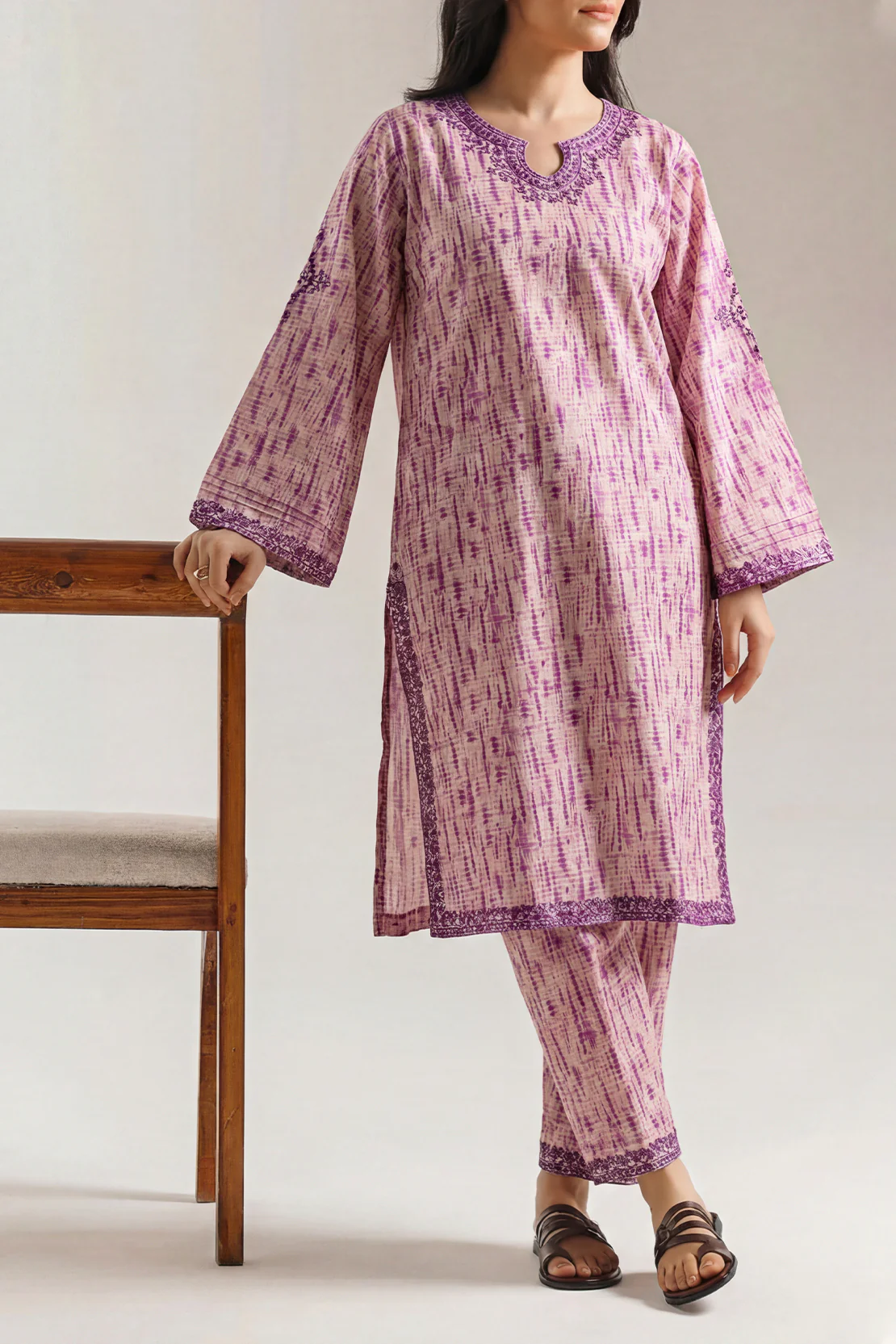 Printed Embroidered Khaddar Stitched 2 Piece (Shirt/Trouser)