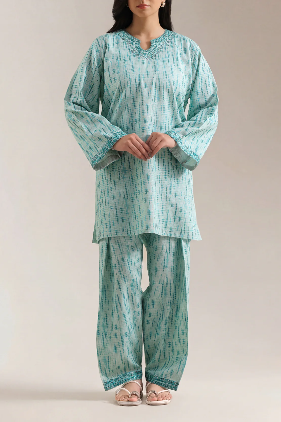 Printed Embroidered Khaddar Stitched 2 Piece (Shirt/Trouser)
