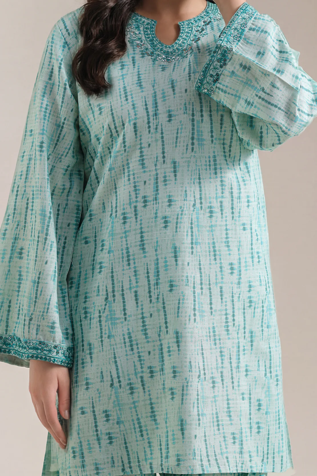 Printed Embroidered Khaddar Stitched 2 Piece (Shirt/Trouser) - Image 2