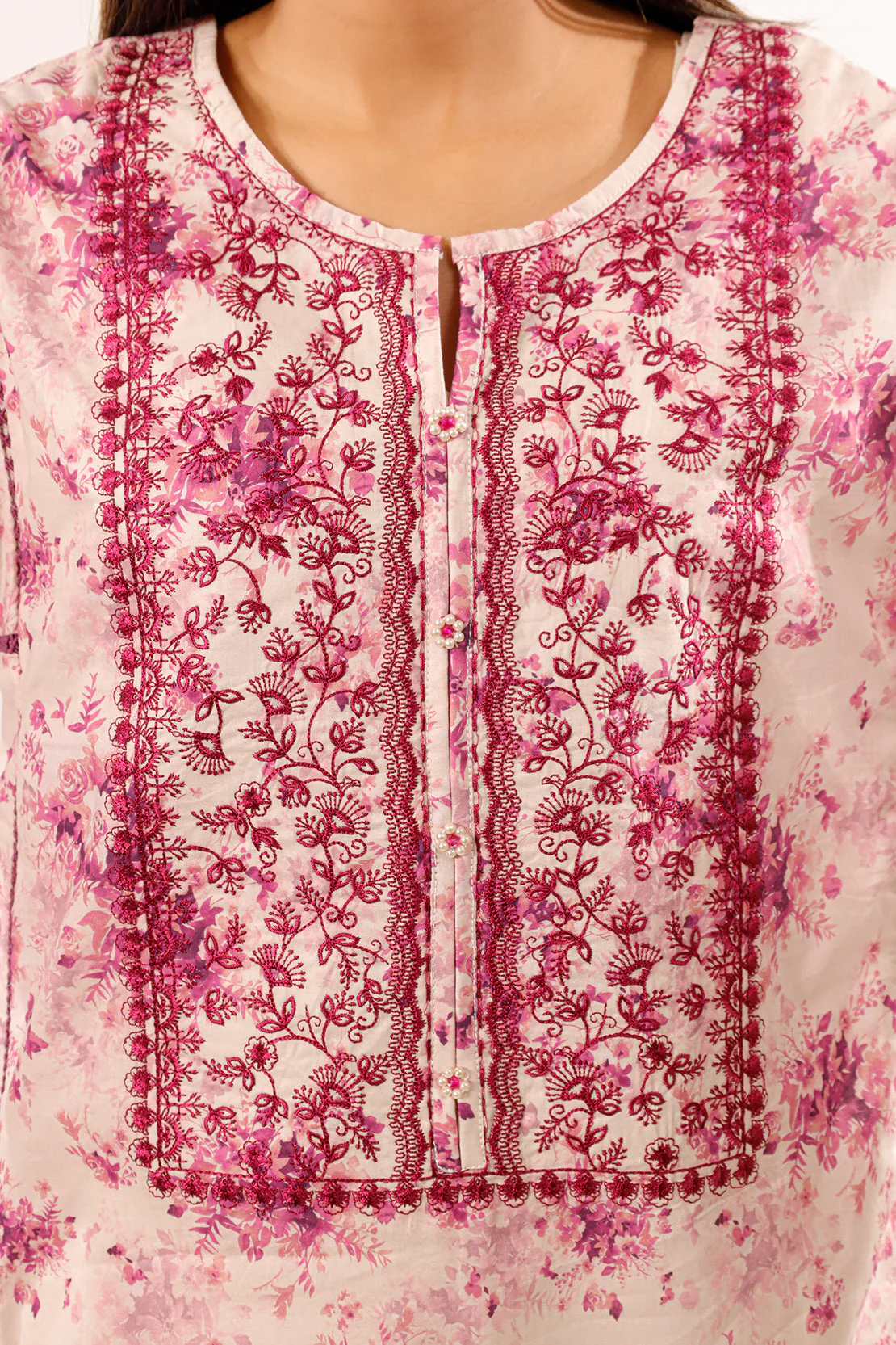 Printed Embroidered Lawn Stitched 2 Piece (Shirt/Dupatta) - Image 4
