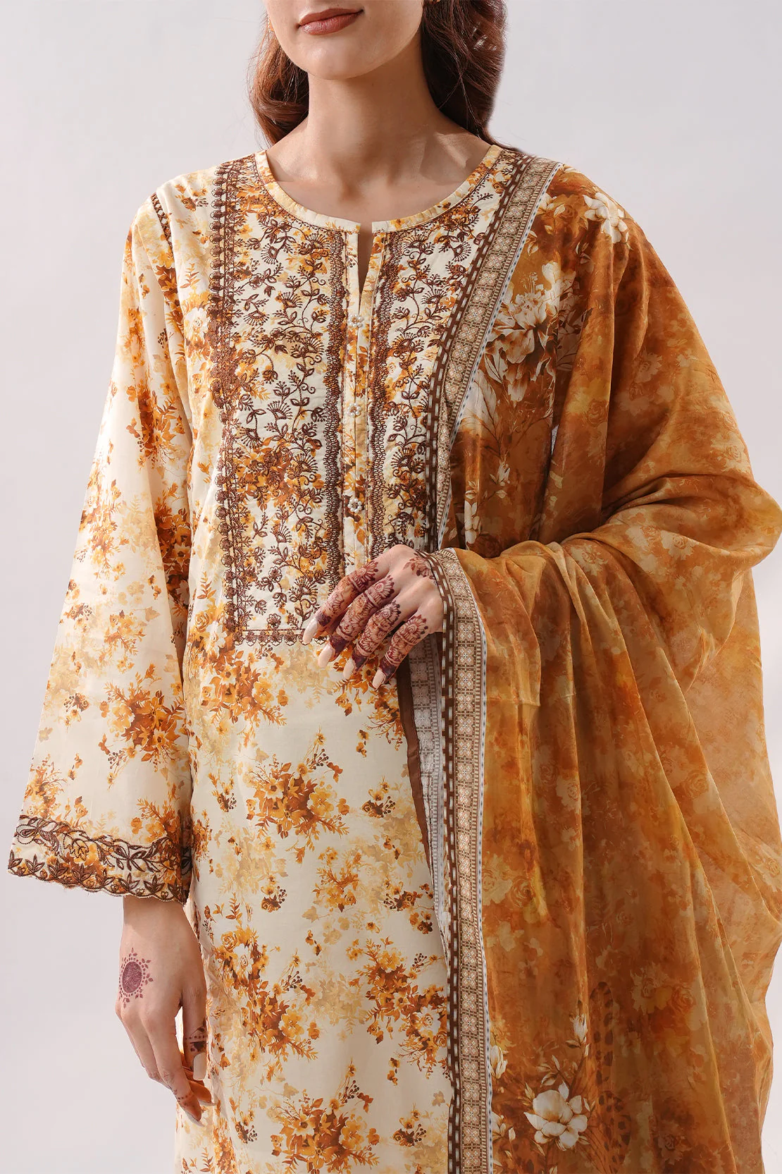 Printed Embroidered Lawn Stitched 2 Piece (Shirt/Dupatta) - Image 6