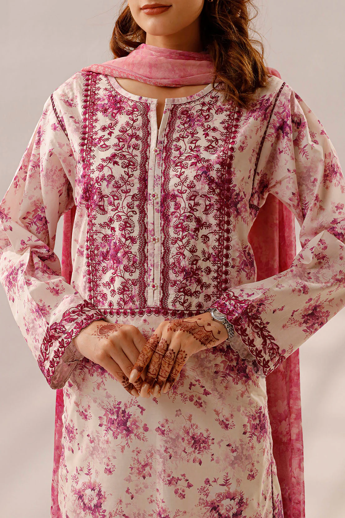 Printed Embroidered Lawn Stitched 2 Piece (Shirt/Dupatta)