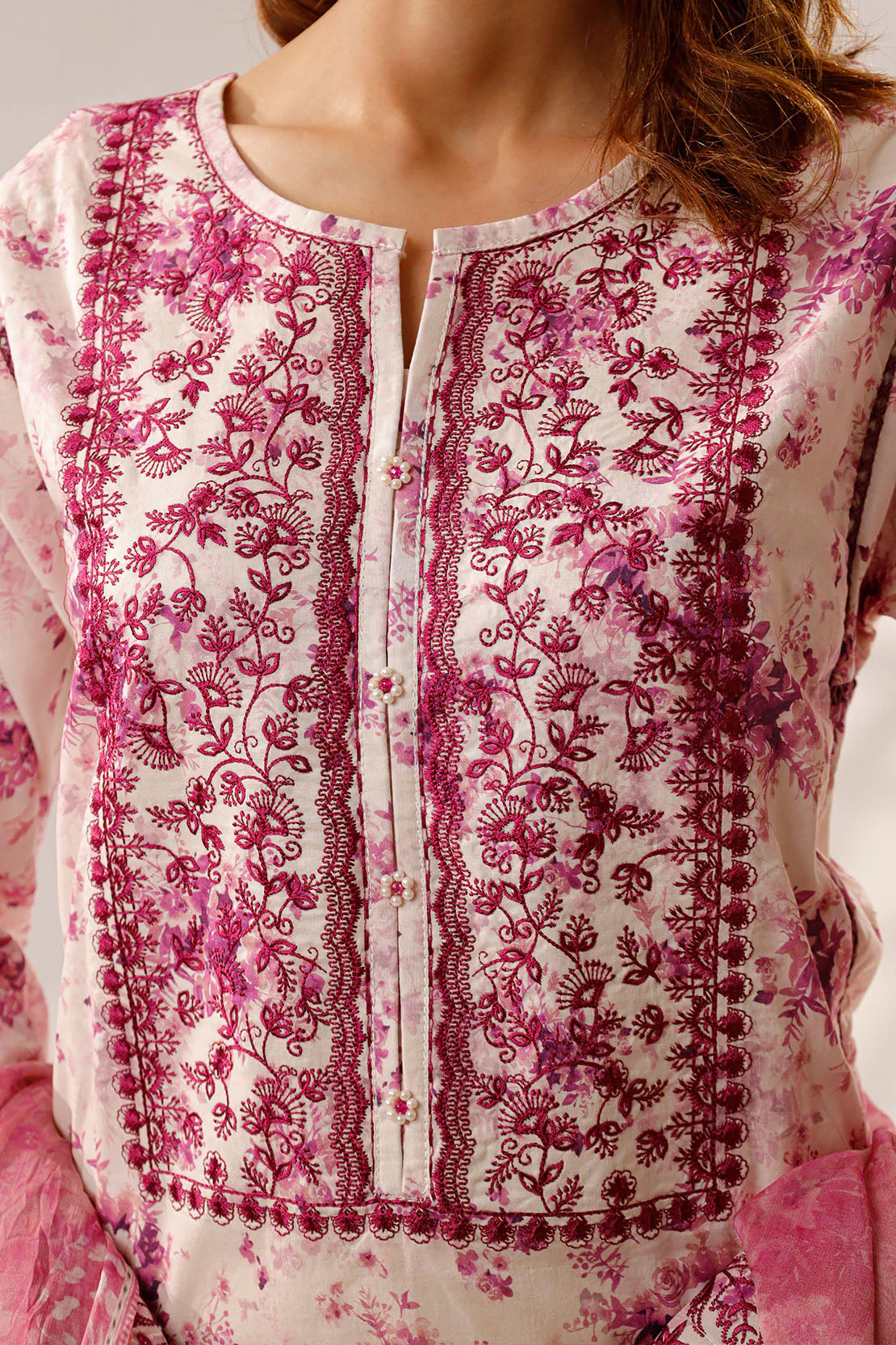 Printed Embroidered Lawn Stitched 2 Piece (Shirt/Dupatta) - Image 5