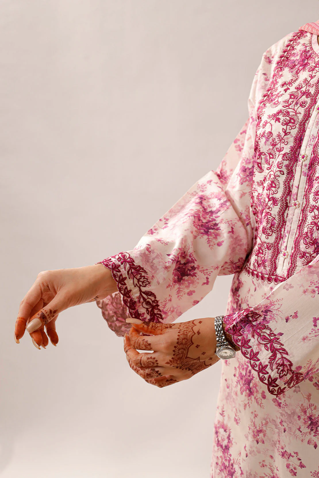 Printed Embroidered Lawn Stitched 2 Piece (Shirt/Dupatta) - Image 7
