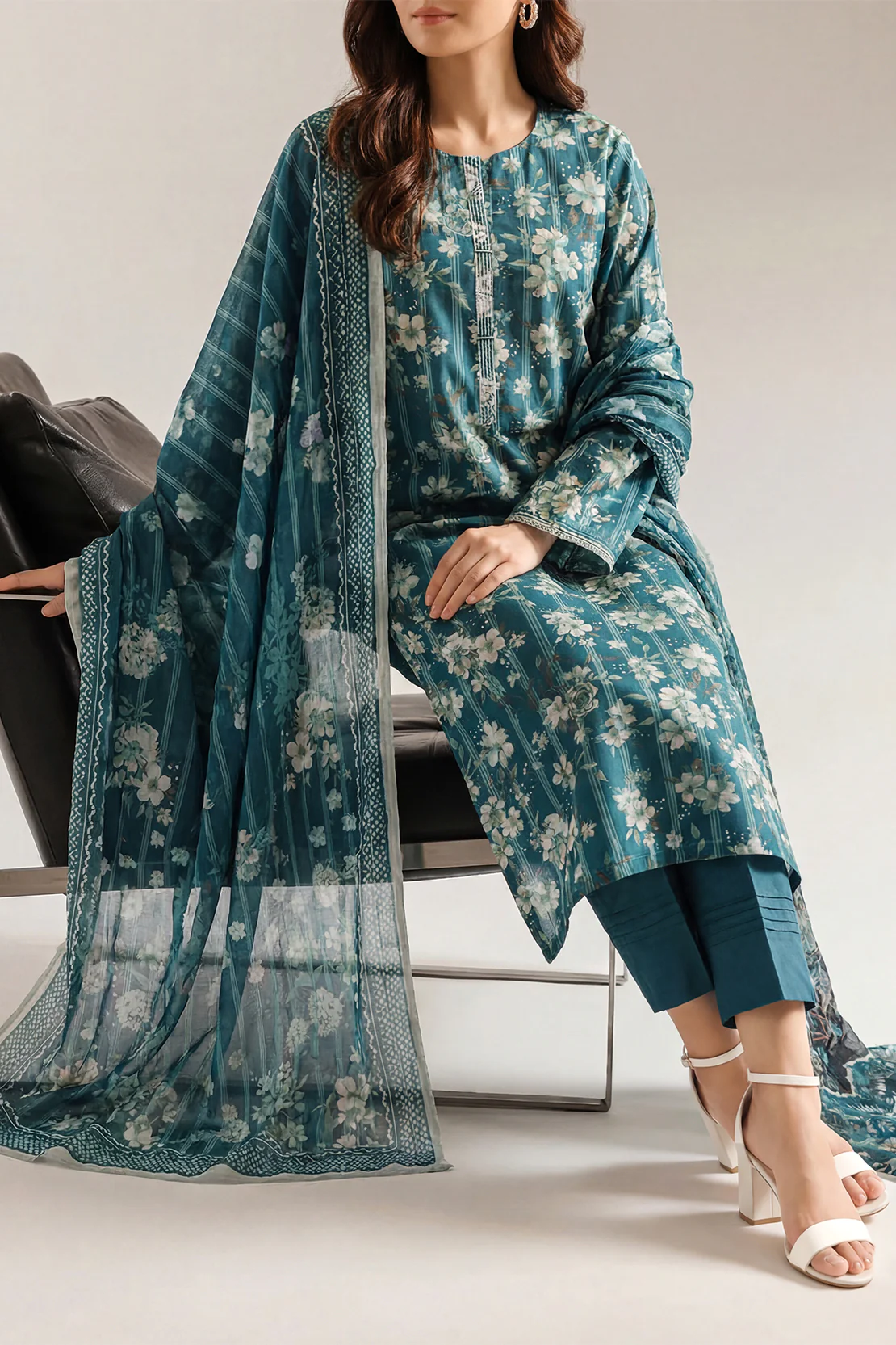 Printed Embroidered Lawn Stitched 2 Piece (Shirt/Dupatta)