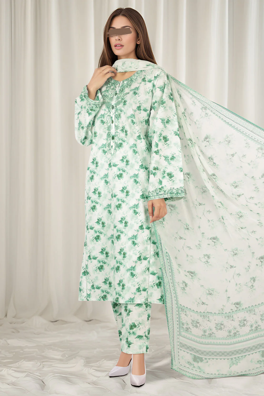 Printed Embroidered Lawn Stitched 2 Piece (Shirt/Trouser) - Image 2