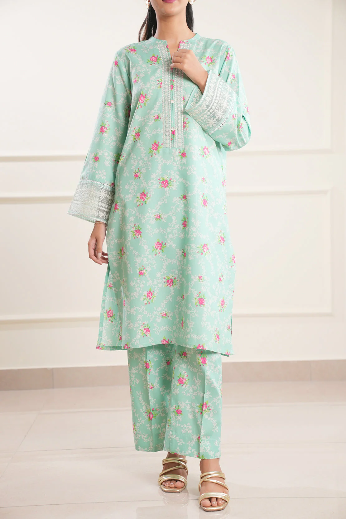Printed Embroidered Lawn Stitched 2 Piece (Shirt/Trouser) - Image 2