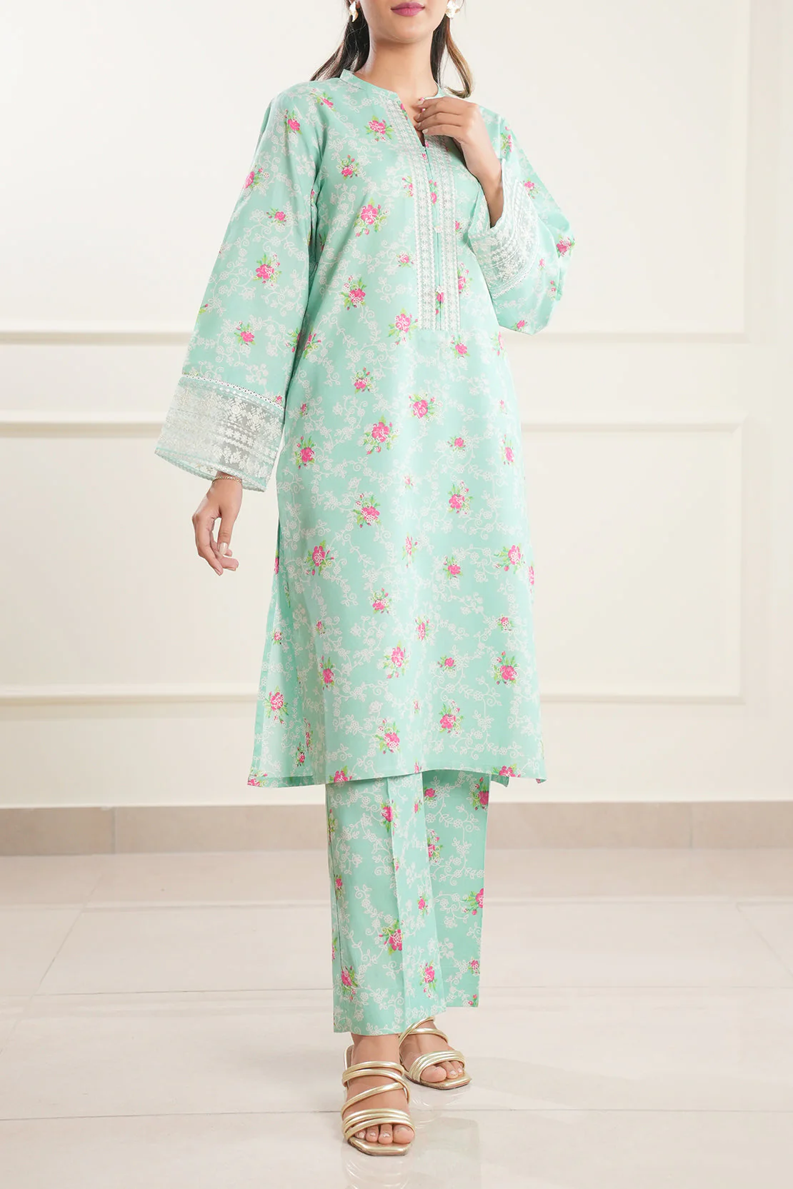 Printed Embroidered Lawn Stitched 2 Piece (Shirt/Trouser) - Image 3