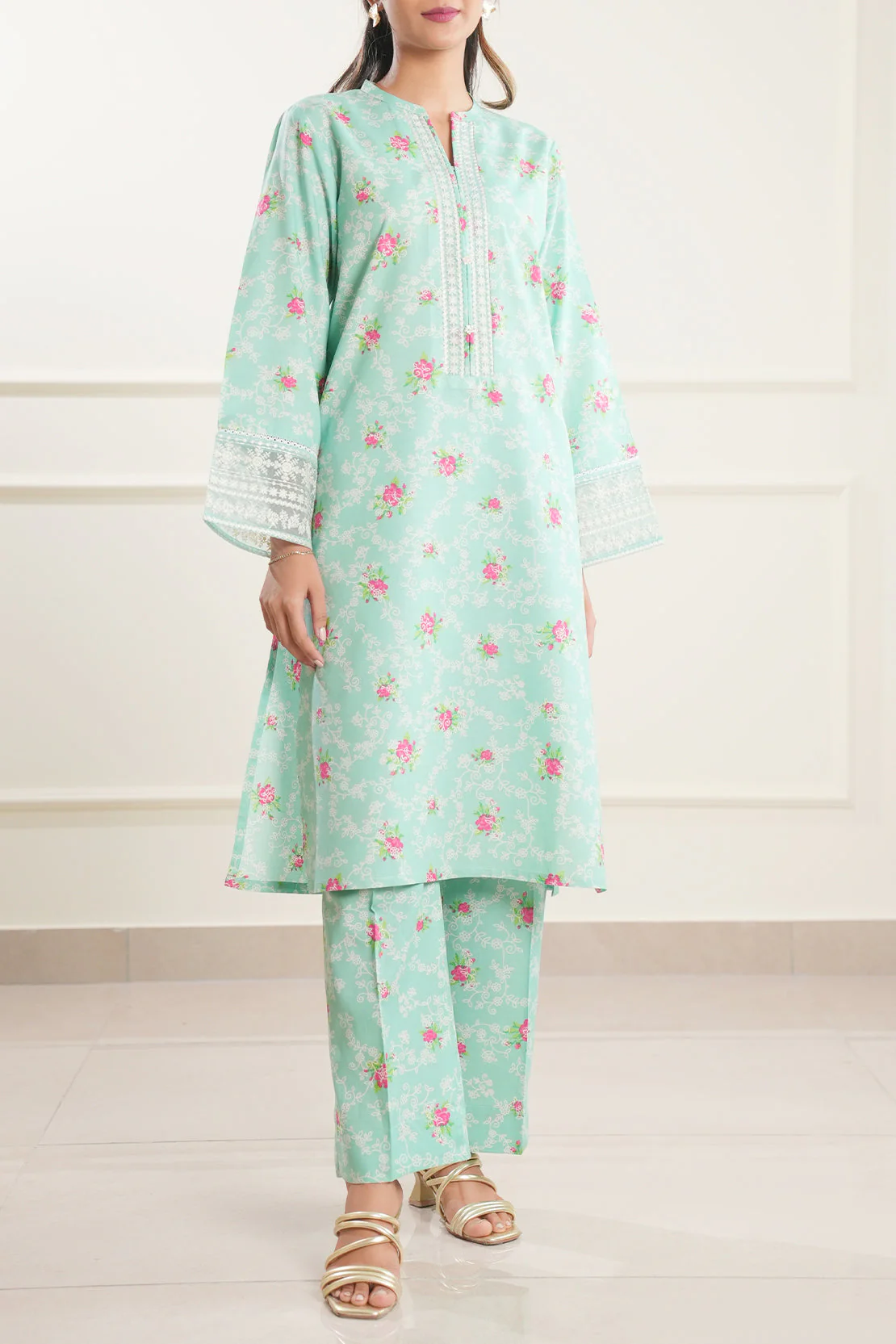 Printed Embroidered Lawn Stitched 2 Piece (Shirt/Trouser) - Image 4