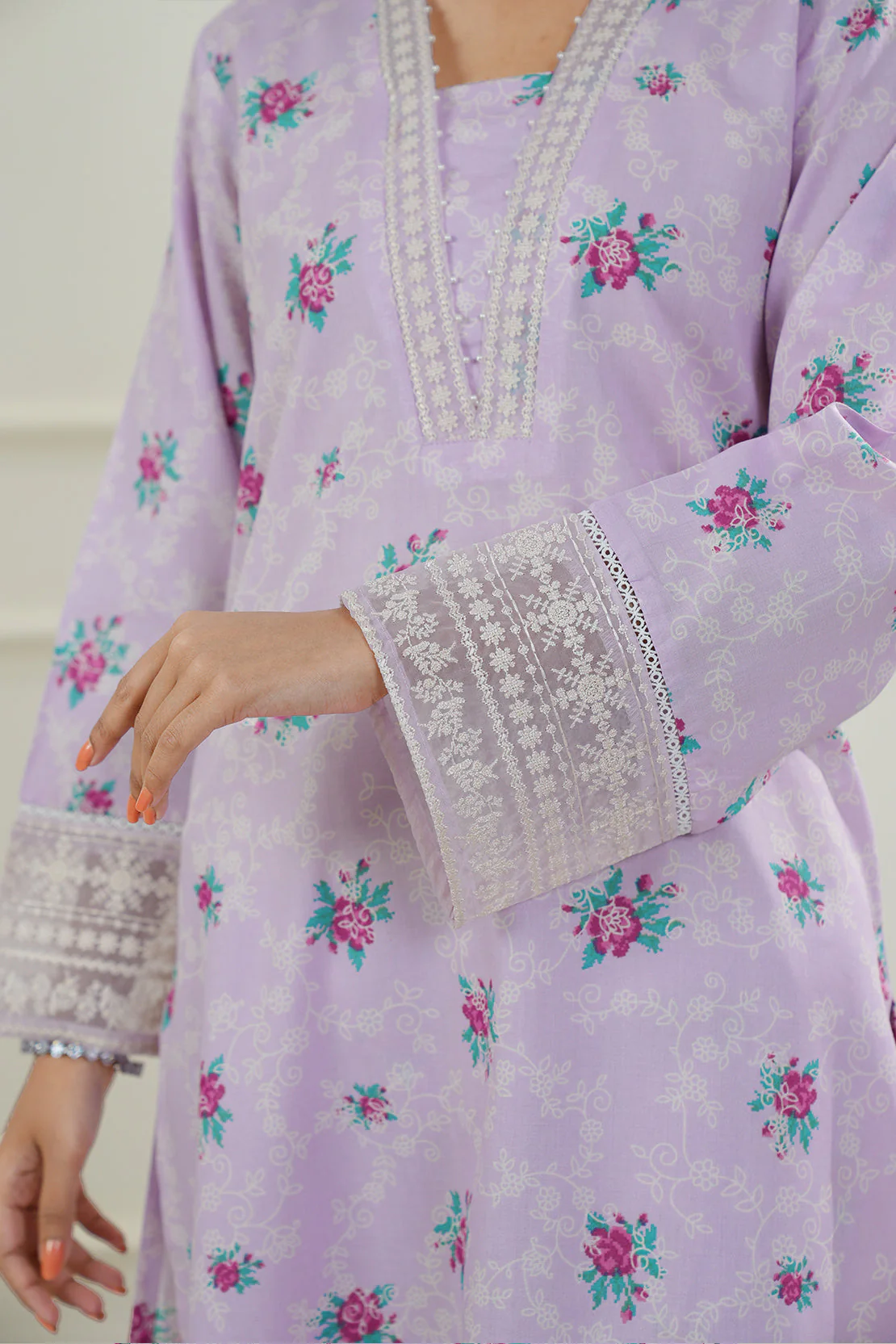Printed Embroidered Lawn Stitched 2 Piece (Shirt/Trouser) - Image 7