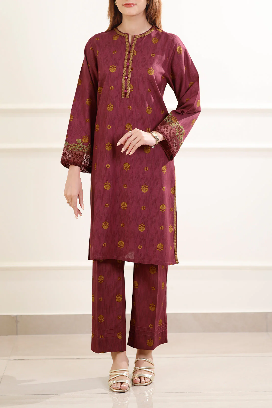 Printed Embroidered Lawn Stitched 2 Piece (Shirt/Trouser) - Image 3