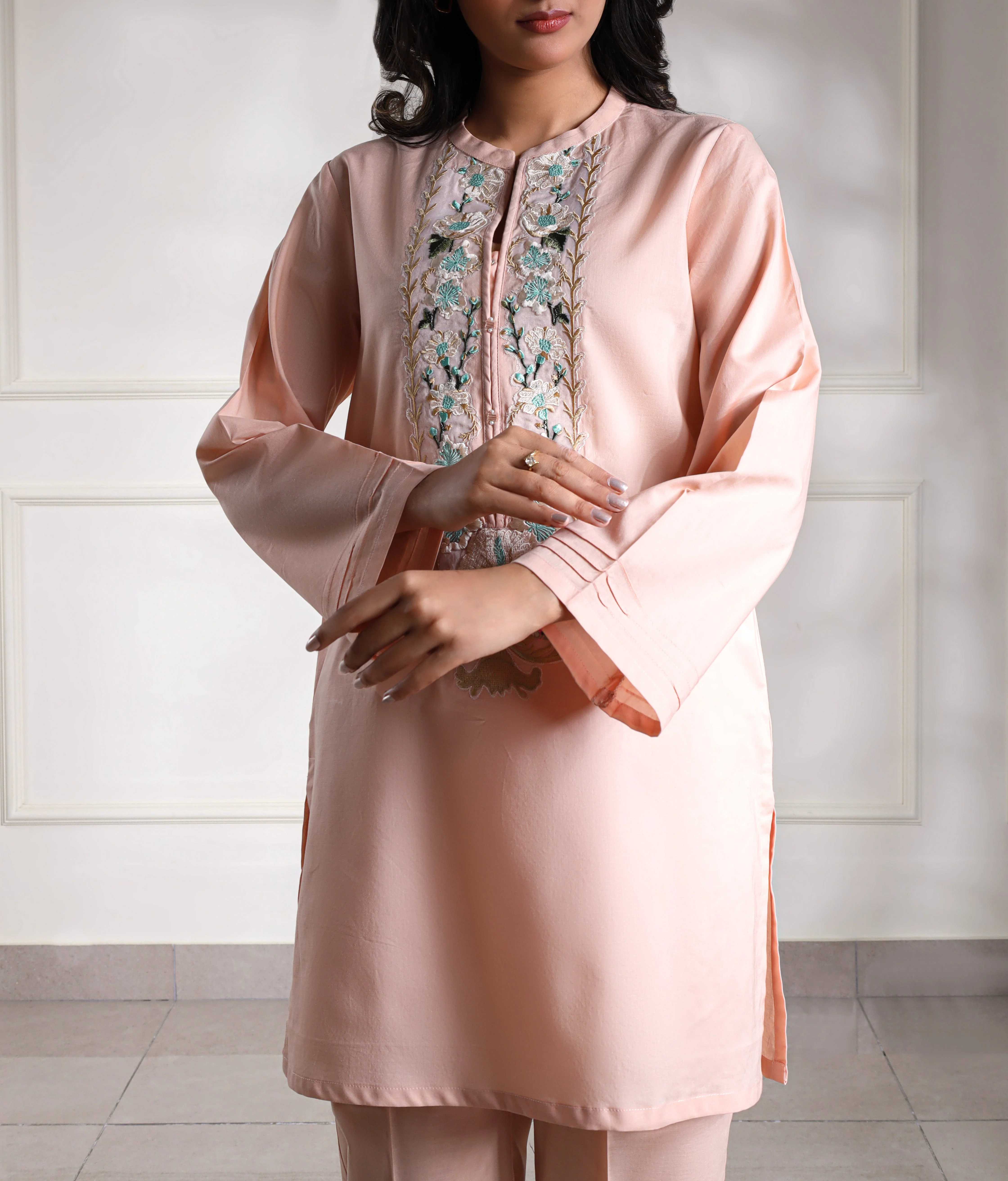 Solid + Embroidered Lawn Stitched 2 Piece (Shirt/Trouser)