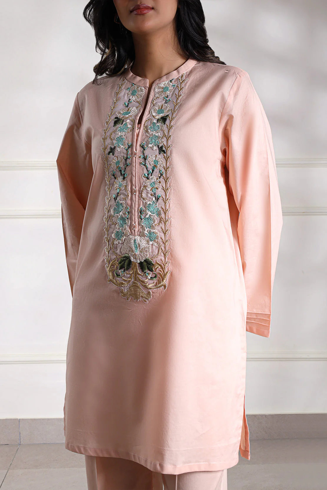 Solid + Embroidered Lawn Stitched 2 Piece (Shirt/Trouser) - Image 5
