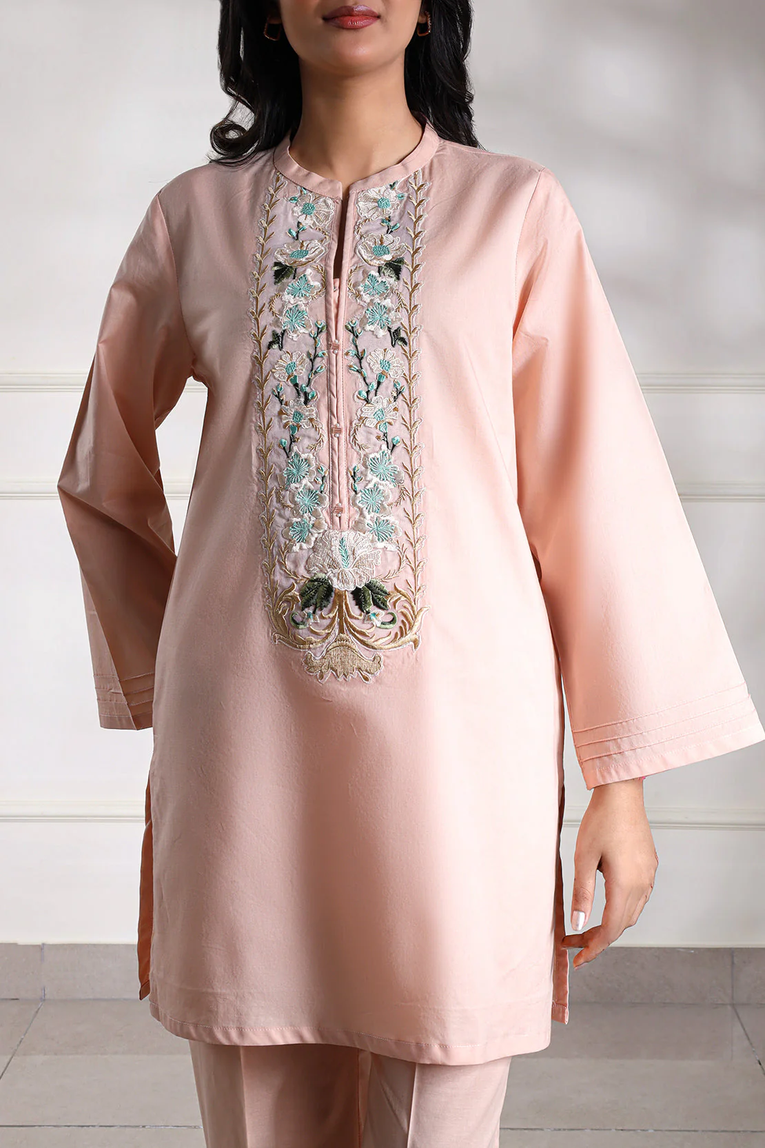 Solid + Embroidered Lawn Stitched 2 Piece (Shirt/Trouser) - Image 6