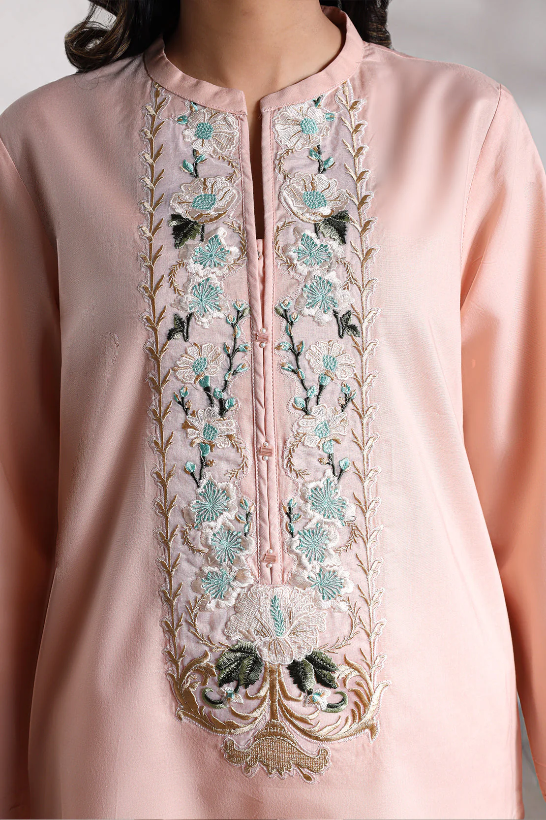 Solid + Embroidered Lawn Stitched 2 Piece (Shirt/Trouser) - Image 7