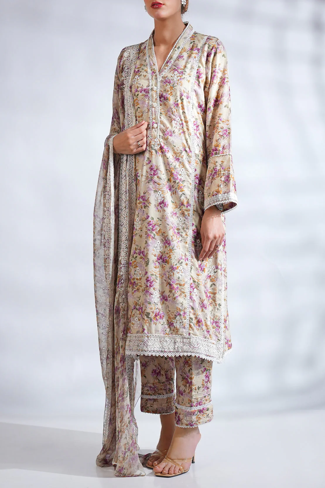 Printed Embroidered Lawn Stitched 2 Piece (Shirt/Trouser) - Image 2