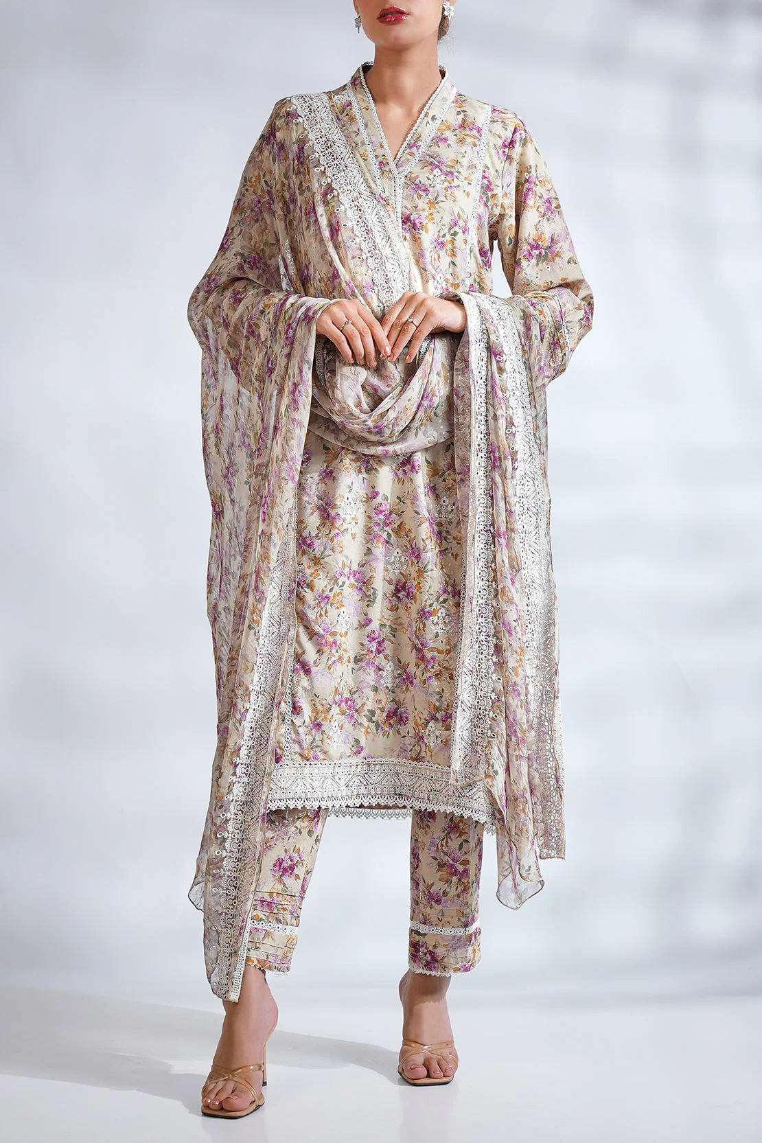 Printed Embroidered Lawn Stitched 2 Piece (Shirt/Trouser) - Image 3