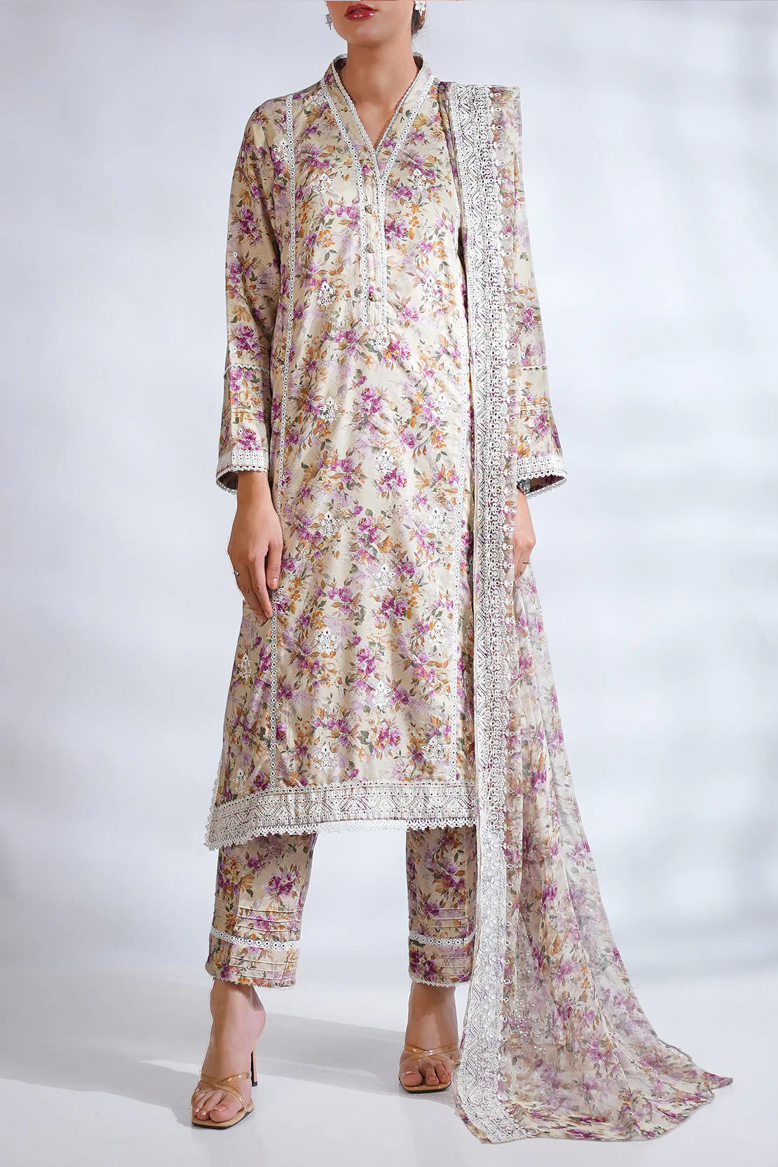 Printed Embroidered Lawn Stitched 2 Piece (Shirt/Trouser) - Image 4